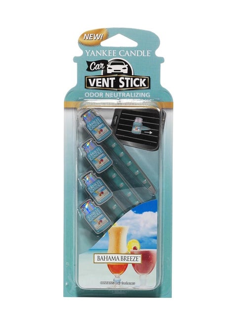 Yankee Candle Car Air Fresheners, Car Vent Stick Bahama Breeze™ Scented, Includes 4 Odor Neutralizing Sticks, Each Lasts Up To 2 Weeks