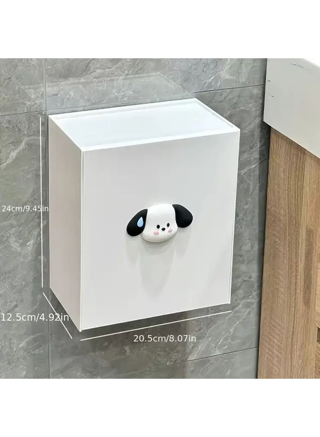 Pure White Wall Mounted Sanitary Pad Storage Box No Drill Bathroom Tissue Holder Organizer - Image 4