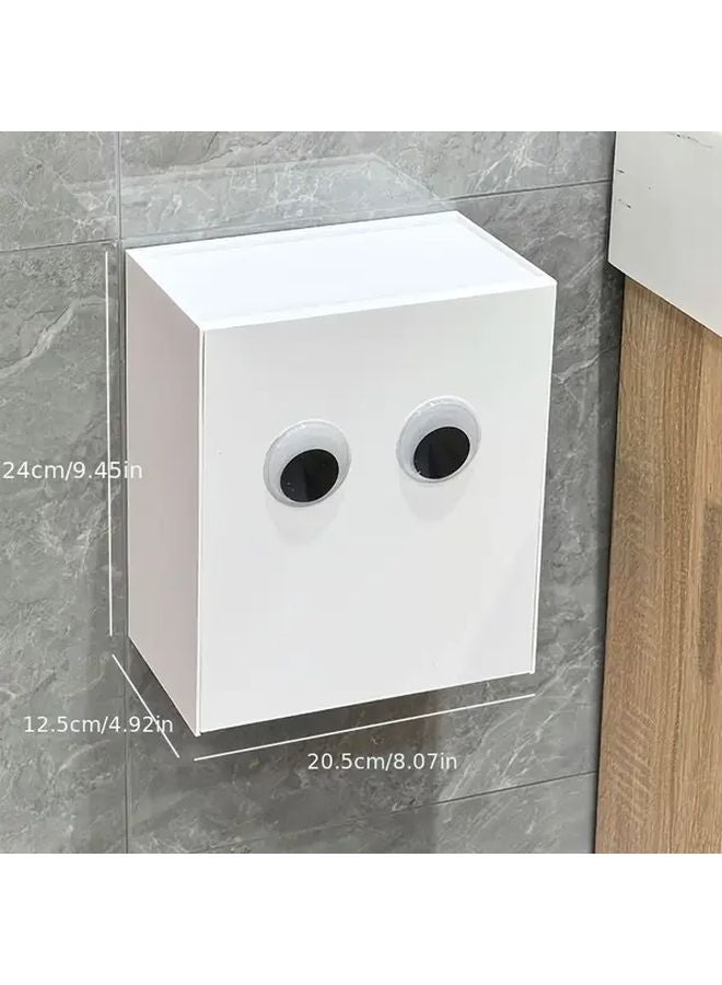 Pure White Wall Mounted Sanitary Pad Storage Box No Drill Bathroom Tissue Holder Organizer - Image 5