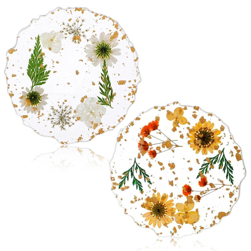 Desk Coaster Set of 2 NonSlip Floral Drink Cup Mat Reusable Cute Coaster Decorations for Desk for Home Office Bar