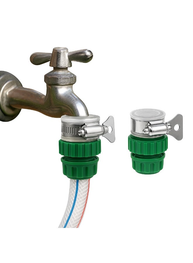 تبيع شركة Smiles مجموعة محولات توصيلات الأنابيب والخراطيم العالمية (قطعتان) - توصيل سريع للصنبور لري الحدائق وتنظيف السيارات والصنابير الداخلية - Image 1