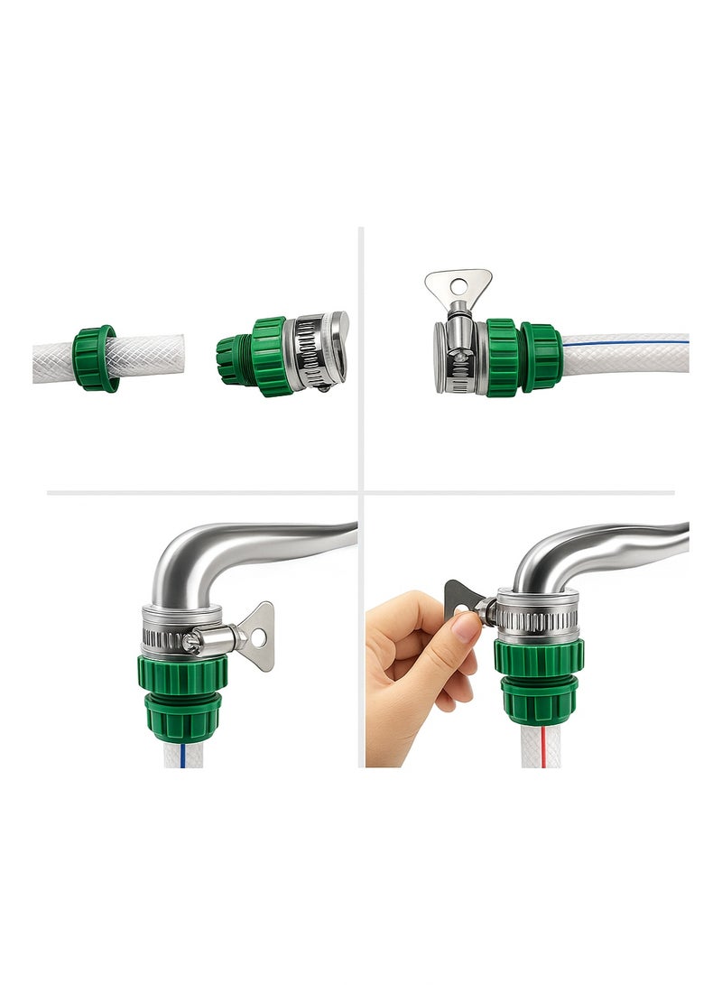 تبيع شركة Smiles مجموعة محولات توصيلات الأنابيب والخراطيم العالمية (قطعتان) - توصيل سريع للصنبور لري الحدائق وتنظيف السيارات والصنابير الداخلية - Image 3