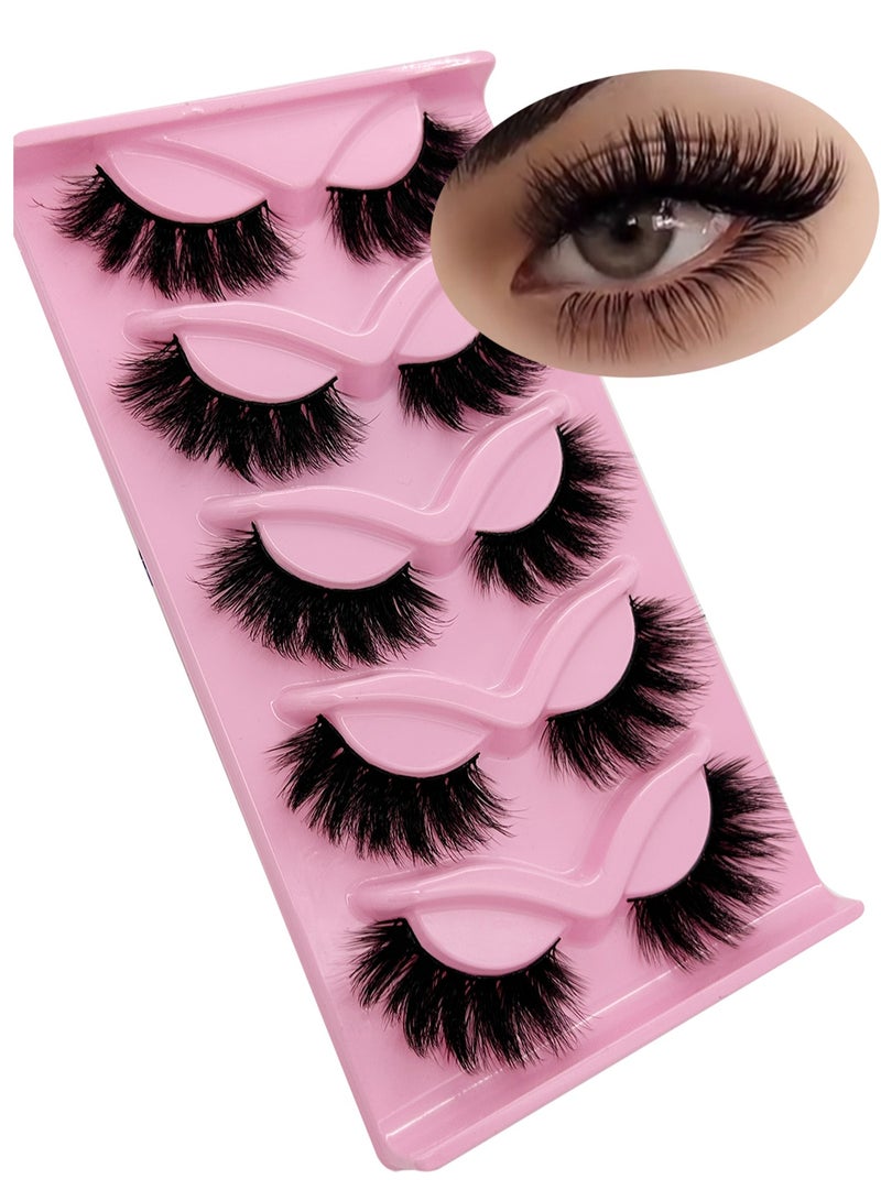 （5 Pairs ）Fluffy Messy Faux False Eyelashe ，Soft Curly Fake Lashes,Reusable Natural Eyelash Simulation Curling False Eyelash for Make up - Image 1