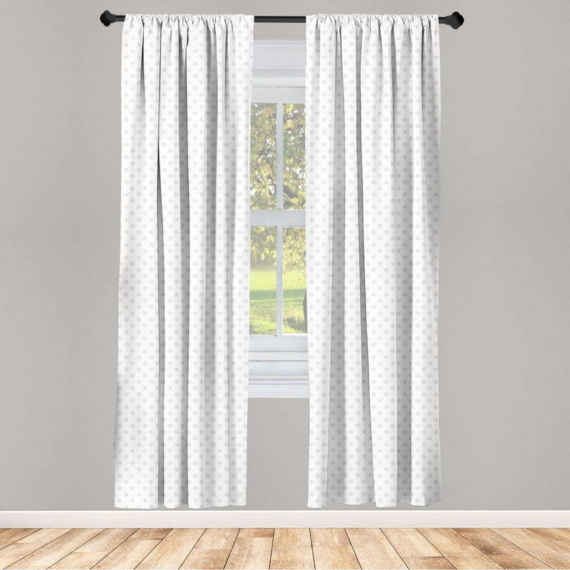Ambesonne Ambesonne Grey Window Curtains  Small Polka Dots on White Backdrop Retro Style Spotted Traditional Pastel Pattern  Lightweight Decor 2-Panel Set with Rod Pocket  Pair of - 28"" x 84""  Grey White - Image 2