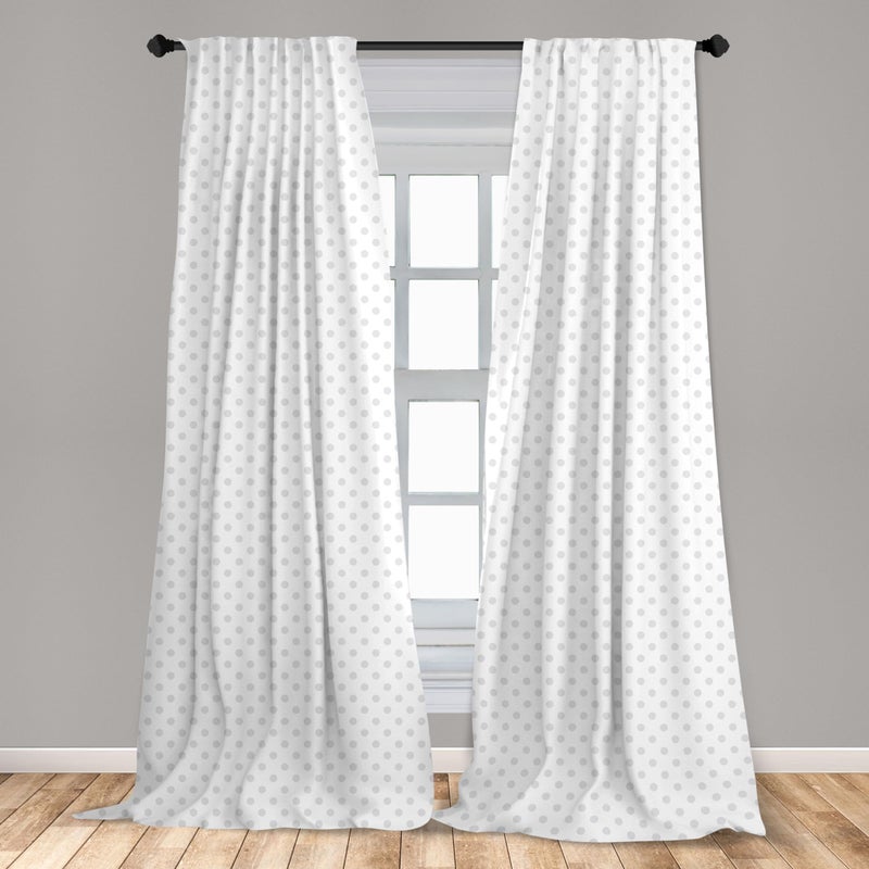 Ambesonne Ambesonne Grey Window Curtains  Small Polka Dots on White Backdrop Retro Style Spotted Traditional Pastel Pattern  Lightweight Decor 2-Panel Set with Rod Pocket  Pair of - 28"" x 84""  Grey White - Image 3