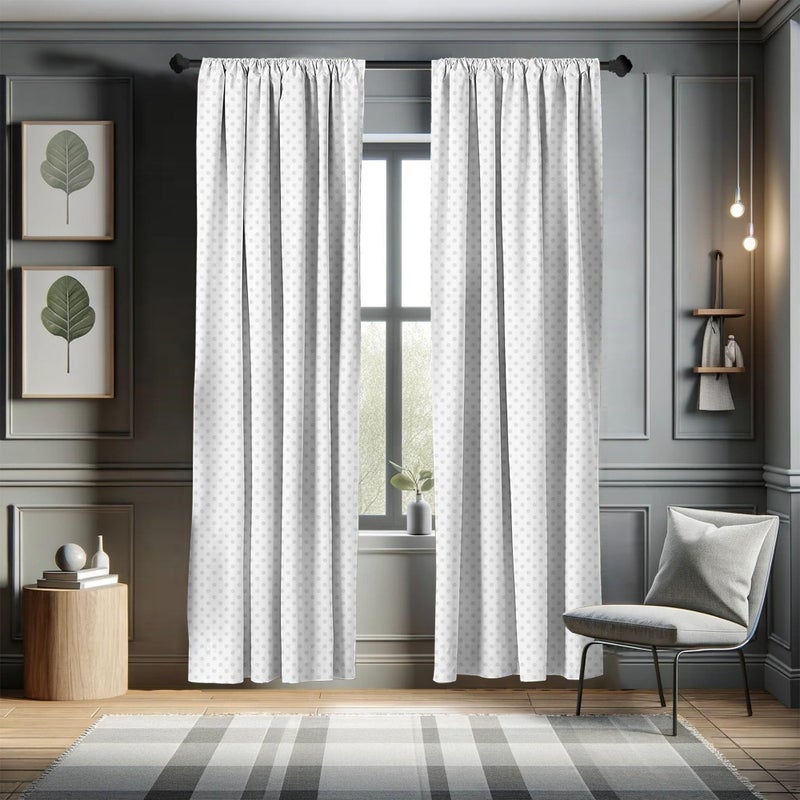 Ambesonne Ambesonne Grey Window Curtains  Small Polka Dots on White Backdrop Retro Style Spotted Traditional Pastel Pattern  Lightweight Decor 2-Panel Set with Rod Pocket  Pair of - 28"" x 84""  Grey White - Image 5
