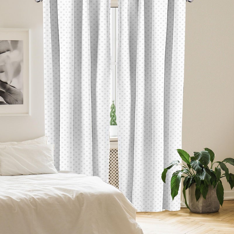 Ambesonne Ambesonne Grey Window Curtains  Small Polka Dots on White Backdrop Retro Style Spotted Traditional Pastel Pattern  Lightweight Decor 2-Panel Set with Rod Pocket  Pair of - 28"" x 84""  Grey White - Image 4