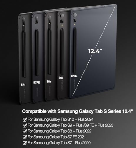Dexnor ديكسنور لجهاز سامسونج جالكسي تاب S10+ بلس/S9+ بلس/S9 FE+ بلس/S8+ بلس/S7+ بلس/S7 FE غلاف مع لوحة مفاتيح 12.4" قاعدة مغناطيسية عائمة متعددة اللمس مع لوحة تتبع مضاءة لحامل قلم S - أزرق - Image 2