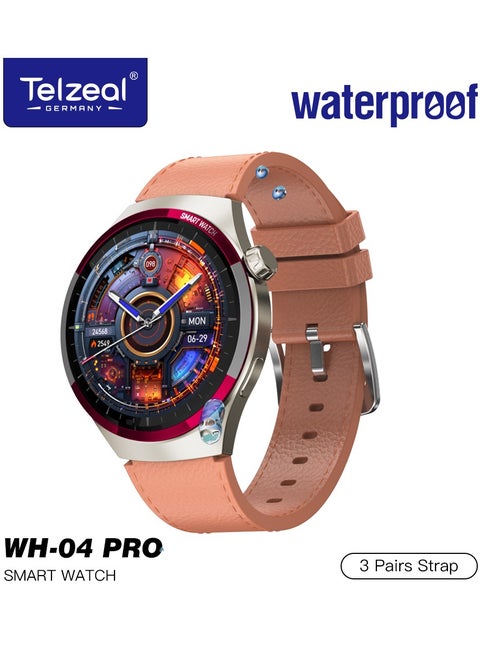 Telzeal WH 04 Pro Max Screen Waterproof Smartwatch With Curved Display 3 Pair Straps and Charging Cable Designed for Mens and Boys Silver