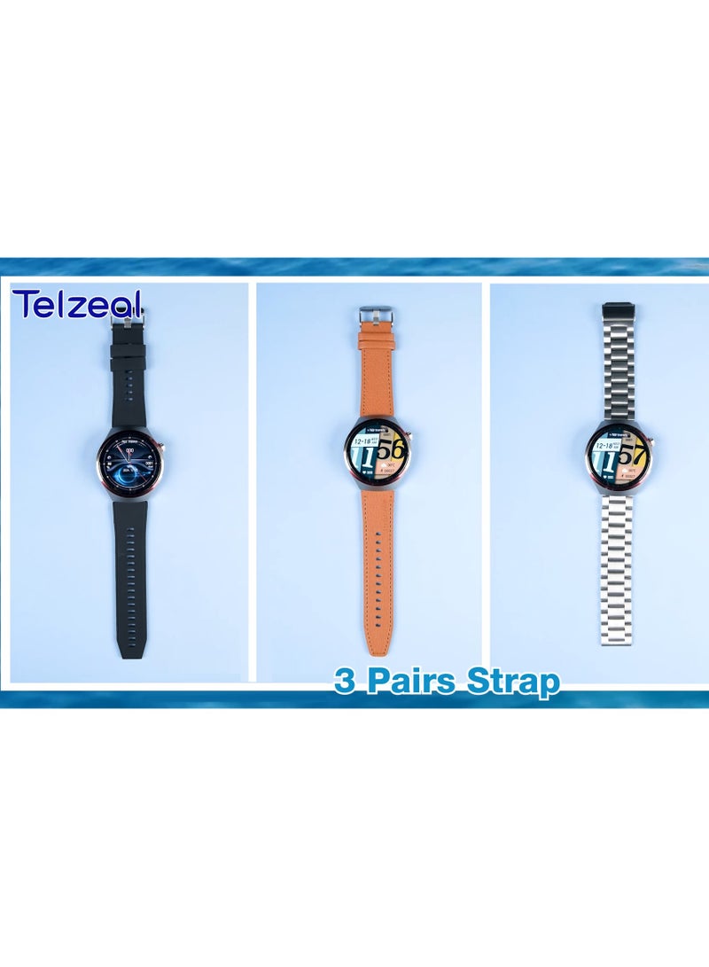 تلزيل ساعة Telzeal WH 04 Pro Max الذكية المقاومة للماء مع شاشة منحنية و3 أزواج من الأشرطة وكابل شحن مصممة للرجال والأولاد باللون الفضي - Image 4