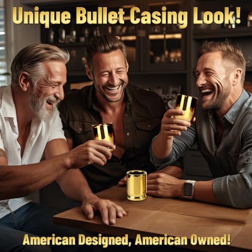 Barbuzzo ORIGINAL 50 CAL SHOT GLASSES, Set of 2, American Owned & Designed, Like Real 50 Caliber Bullet Casings, Shot Glasses Hold 2 Ounces - Image 3