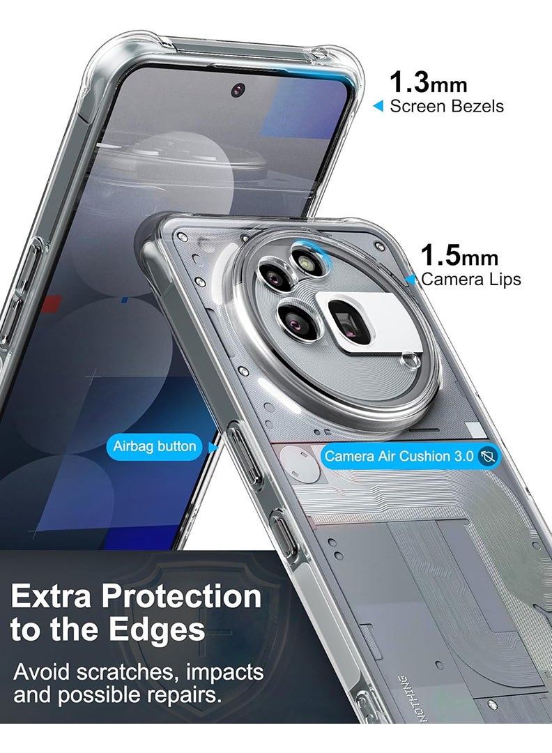 رفع القضية حافظة شفافة من Nothing Phone 3a Pro 2025، غطاء هاتف خلوي من مادة TPU ممتص للصدمات مع زوايا معززة، حافظة واقية ناعمة ومرنة وواضحة للغاية - Image 2
