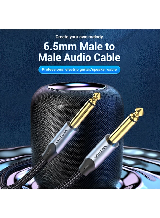 VENTION Cotton Braided 6.5mm Male to Male Audio Cable 0.5M Gray Aluminum Alloy Type Model # BASHD - Image 2