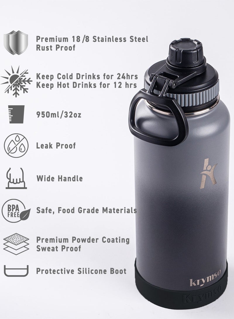 KRYMSO 950ml Stainless Steel Water Bottle, Sports Bottle with Straw, Double Wall Insulated Water Bottle, Thermos Flask, Water Bottle for kids, Gym - Image 4
