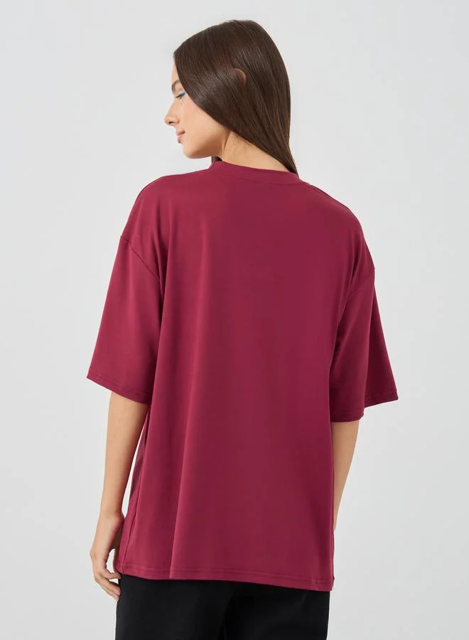 Take Two Take Two Embellished Neck Oversized T-Shirt