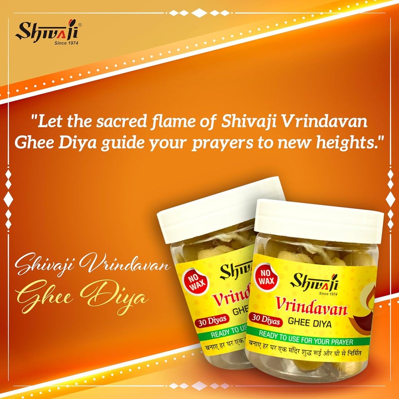 Shivaji Vrindavan Vegan Ghee Lamp Diya Batti 60 pcs Pure Cotton Wicks Jyot for Pooja Aarti Navratri WaxFree Residue Free Ready Jyot Batti Zero Carbon Pack of 2 - Image 5