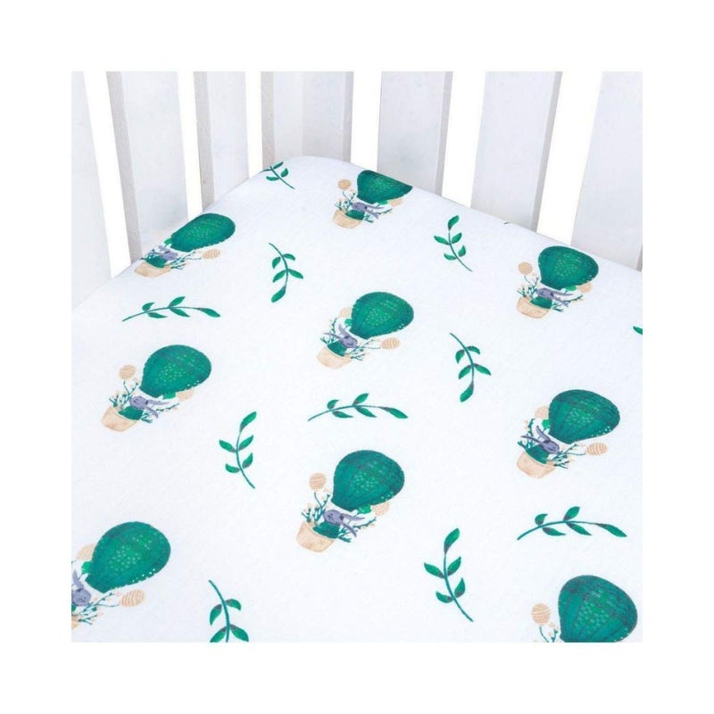 Theoni 100% Organic Cotton Muslin Cappadocia Dreams Blue Fitted Crib/Cot Sheets (Cappadocia Dream Green) - Image 2