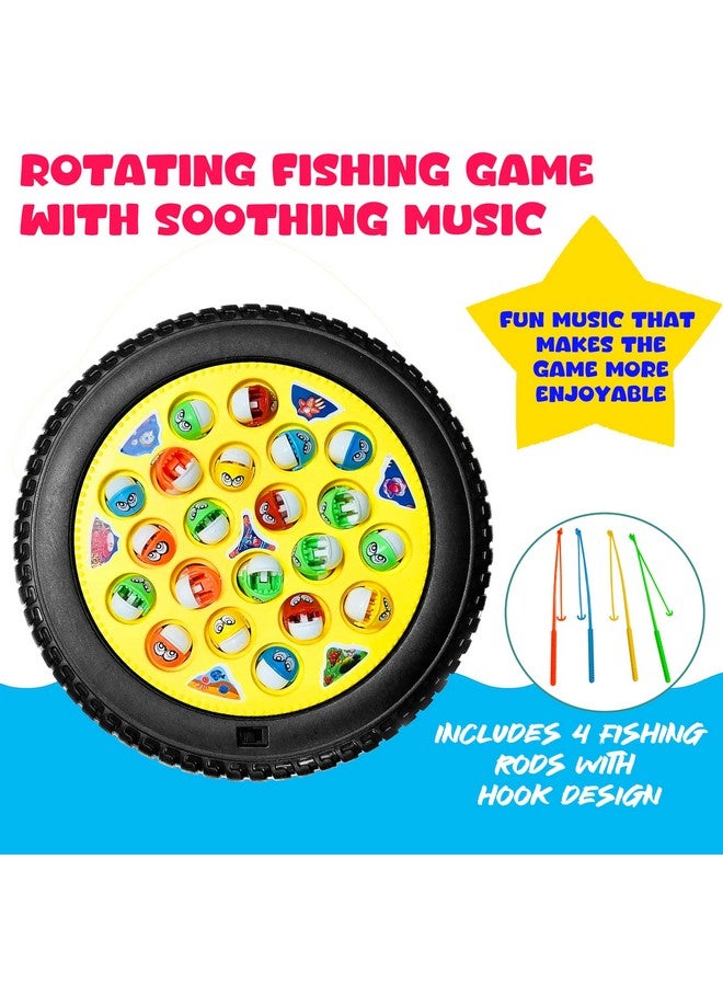 VGRASSP Fishing Game Toy Set with Rotating Board | Now with Music On/Off Switch for Quiet Play | Includes 21 Fish and 4 Fishing Poles | Safe and Durable Gift for Toddlers and Kids(Fishing Game Small) - Image 4