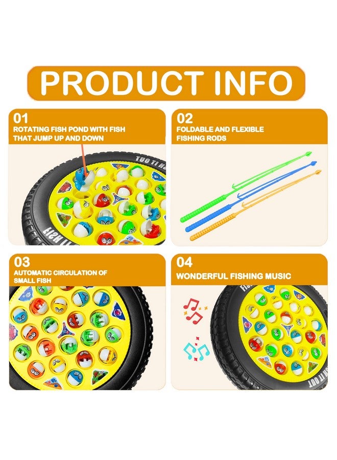 VGRASSP Fishing Game Toy Set with Rotating Board | Now with Music On/Off Switch for Quiet Play | Includes 21 Fish and 4 Fishing Poles | Safe and Durable Gift for Toddlers and Kids(Fishing Game Small) - Image 5