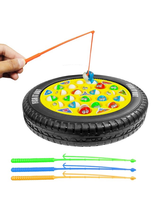 VGRASSP Fishing Game Toy Set with Rotating Board | Now with Music On/Off Switch for Quiet Play | Includes 21 Fish and 4 Fishing Poles | Safe and Durable Gift for Toddlers and Kids(Fishing Game Small) - Image 1