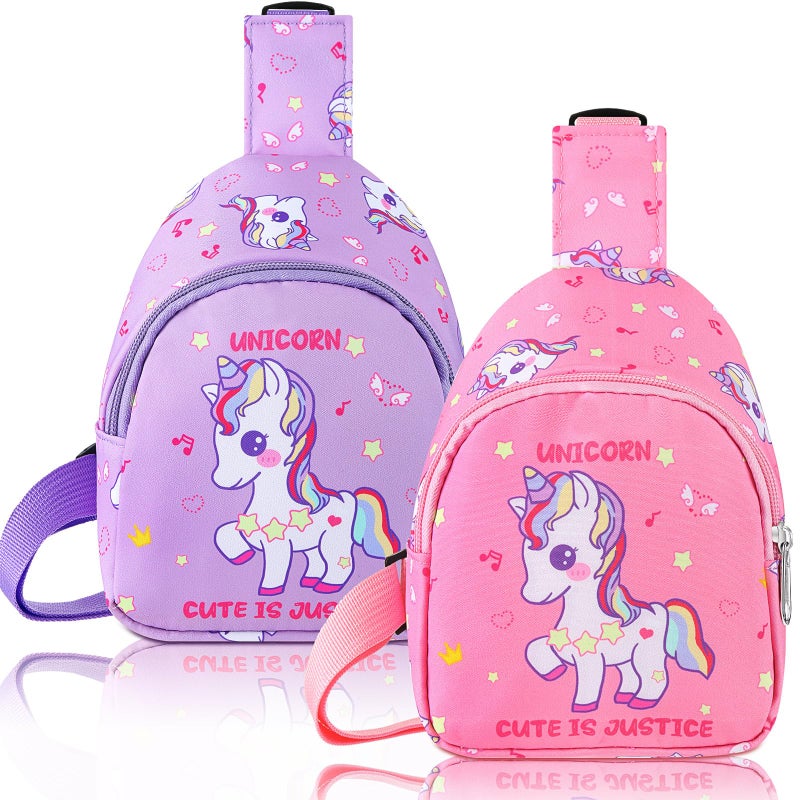 Cosblank 2 Pcs Christmas Small Crossbody Bag Girls Cute Cartoon Unicorn Sling Bag Shoulder Coin Pouch for Travel(Cute) - Image 1