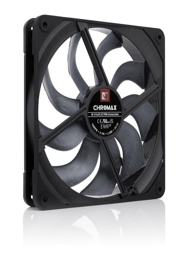 Noctua NF-A14x25 G2 PWM chromax.black, 140mm Premium Quality Quiet PC Fan, 4-Pin Connection (Black) - Image 3