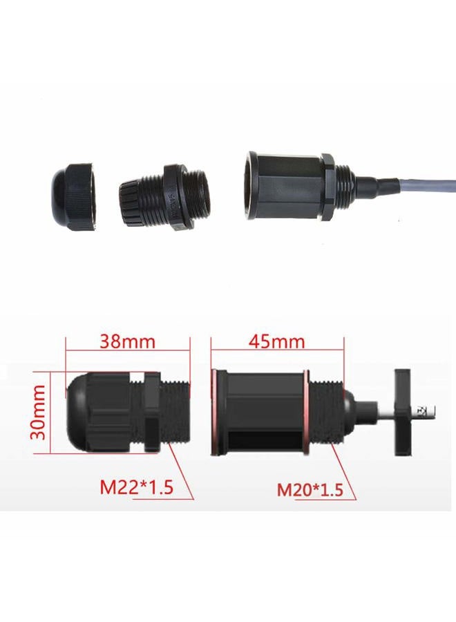 ANMBEST 5PCS M20 RJ45 Waterproof Cat5 8P8C Connector IP67 Ethernet LAN Cable Connector Double Head with Cat5 Network Cable Outdoor LAN Coupler Adapter Male to Female - Image 2