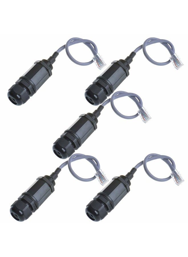 ANMBEST 5PCS M20 RJ45 Waterproof Cat5 8P8C Connector IP67 Ethernet LAN Cable Connector Double Head with Cat5 Network Cable Outdoor LAN Coupler Adapter Male to Female - Image 1