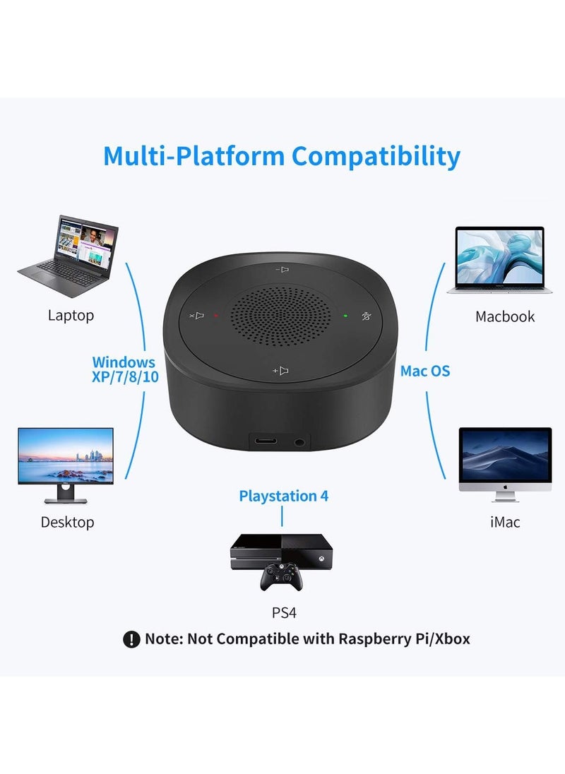Conference Speaker and Microphone, USB Speakerphone Microphone, with 360º Voice Pickup, Touch-Sensor Buttons for Mute/unmute, Streaming, Call Speaker Skype, Webinar, Interview