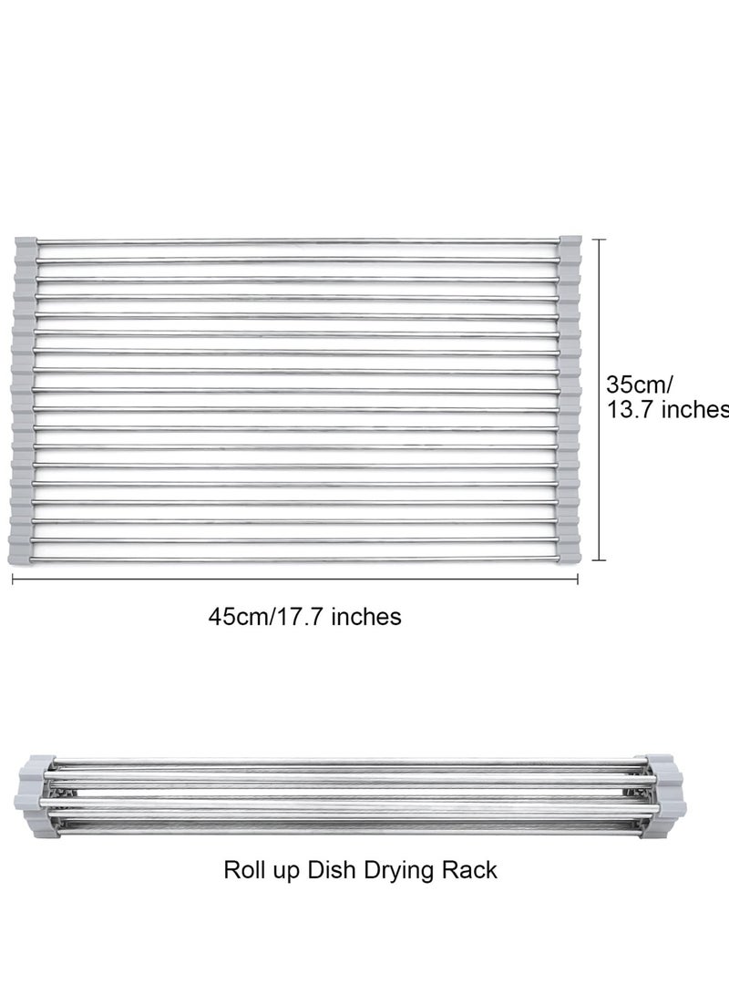 Friusate Sink Caddy Over the Sink Multipurpose Roll-Up Dish Drying Rack - Image 4