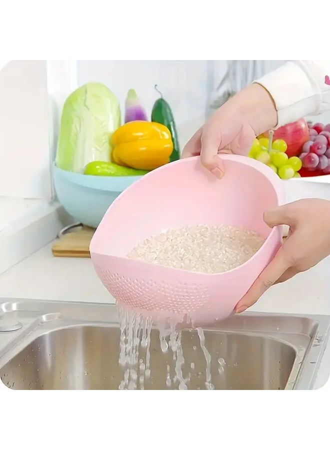 وعاء غسل الأرز البلاستيكي الأبيض متعدد الاستخدامات مع مصفاة مدمجة - Image 2