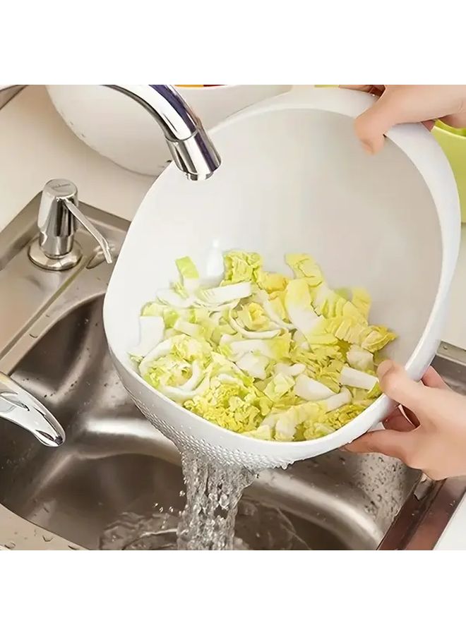 وعاء غسل الأرز البلاستيكي الأبيض متعدد الاستخدامات مع مصفاة مدمجة - Image 4