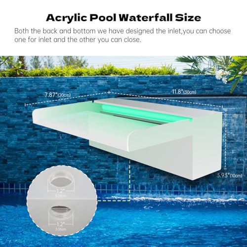Pamopamo Pond Waterfall Spillway, APP Control Multi-Color LED Light Outdoor Pool Fountain, Acrylic Water Spillway Koi Fountains Kit for Garden Patio Swimming Pool Decoration - 11.8"x7.8"x3.9" - Image 3