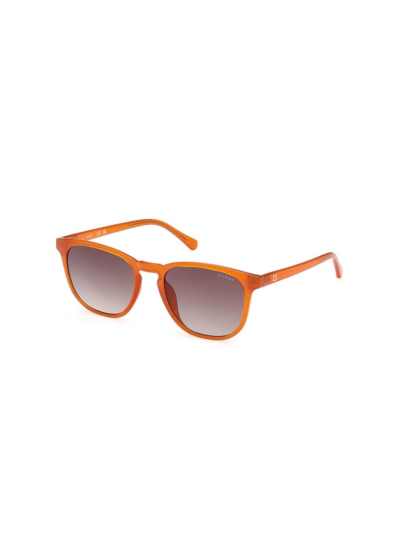 GUESS Men's UV Protection Round Shape Sunglasses - GU0006142F53 - Lens Size: 53 Mm - Shiny Dark Orange - Image 1