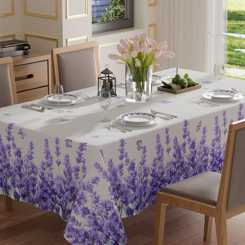 XCHI Watercolor Lavender Butterfly Spring Tablecloth Rectangle Summer Table Cloth Washable Table Covers for Indoor Dining Home Party Decorations 60x84 Inch - Image 1