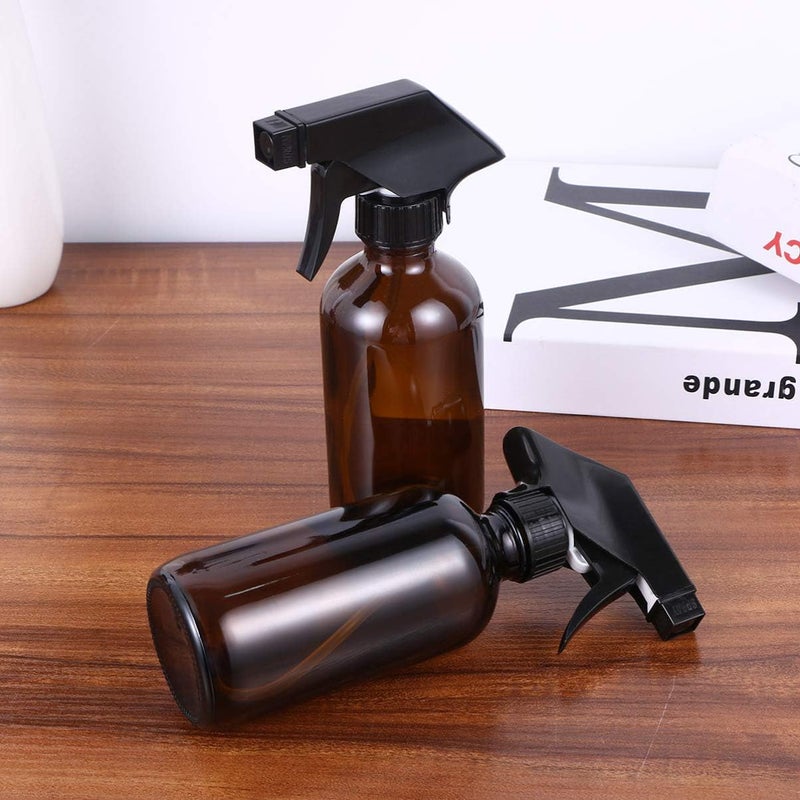 Hemobllo 5pcs Amber Glass Spray Bottles Empty Boston Round Bottles Refillable Container Bottles for Essential Oils Cleaning Products Aromatherapy 250ml - Image 4