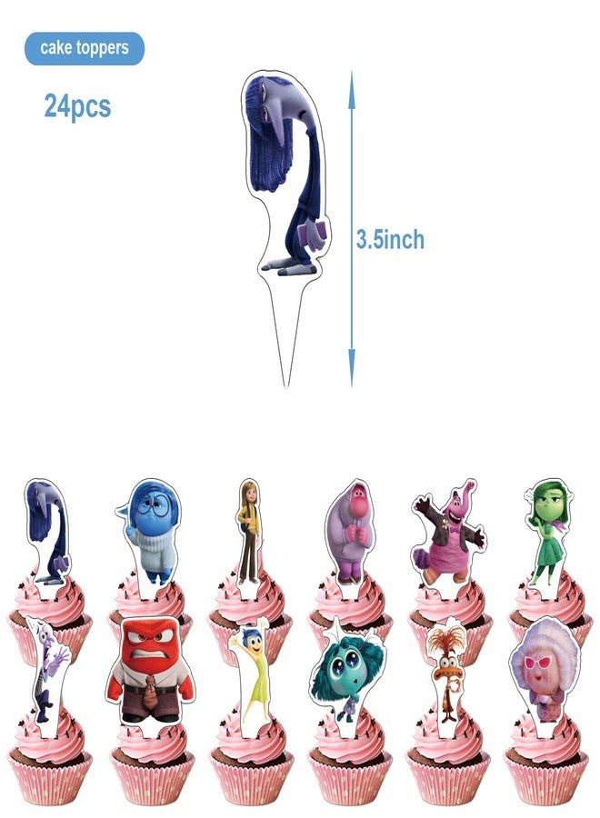 OMTO 25Pack Inside Out Cake Toppers Cupcake Toppers,Inside Out Birthday Party Supplies Cake Decorations For the Inside Out party decoration - Image 4
