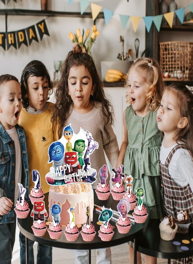 OMTO 25Pack Inside Out Cake Toppers Cupcake Toppers,Inside Out Birthday Party Supplies Cake Decorations For the Inside Out party decoration - Image 3