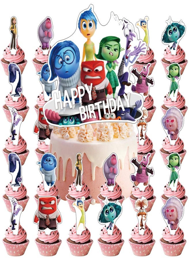 OMTO 25Pack Inside Out Cake Toppers Cupcake Toppers,Inside Out Birthday Party Supplies Cake Decorations For the Inside Out party decoration - Image 2