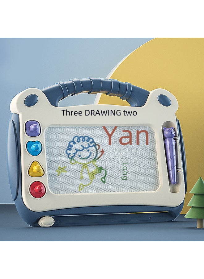 Generic - Children's Magnetic Drawing Board Tabletop Easel Stand Baby Doodle Toy Home Use Multi-functional Stamp Pad Art Board-Color:Blue Graffiti Sketchpad-Upgraded With Feet - Image 1