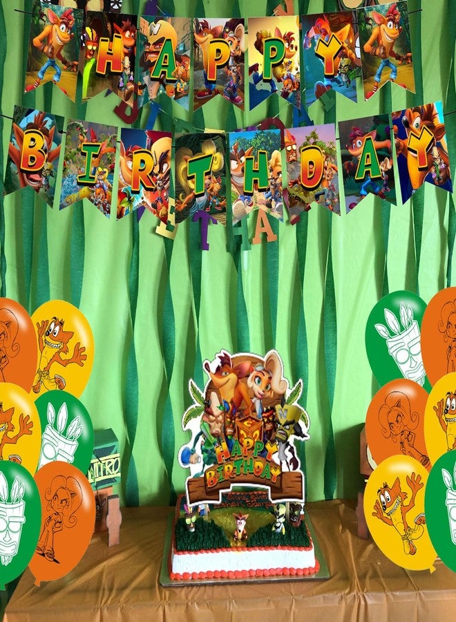 PINUO Crash Bandicoot Birthday Party Decoration, Banner, Cake Topper and Latex Balloons for Movie Party Supplies - Image 3