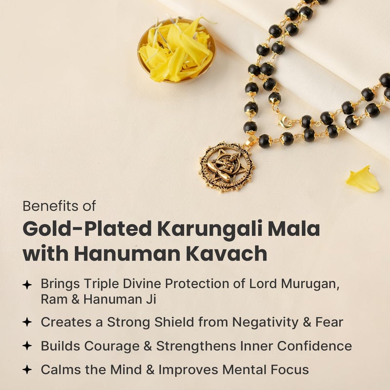 Astrotalk Karungali Malai with Hanuman Kavach Pendant | Karungali Mala Original 54 Beads | Blessings of Lord Hanuman & Murugan | Divine Mala for Protection & Strength | Gift for Man & Woman - Image 3
