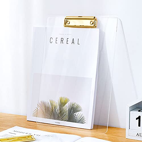 Moocci Thick Acrylic Clear Clipboards Cute Transparent Clipboard with Gold Strong Clip Hidden Hanging Hole for A4 Paper, Art Student, Drawing, Office, School, Warehouse, Classroom, Event, 1PC - Image 4