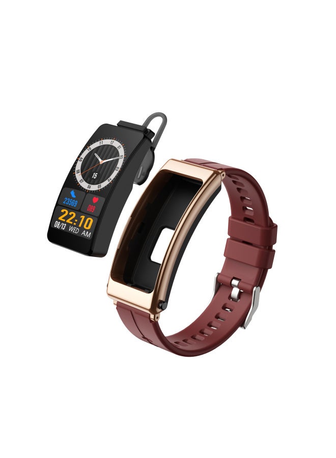 K13 Smart Band Bluetooth Earphones Two-in-one Touch Waterproof Music Pedometer Heart Rate Oxygen Monitoring Digital Health-Color:Black Leather - Image 2