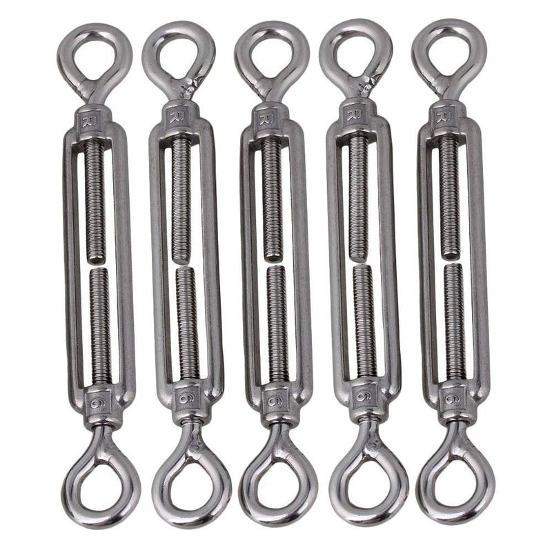 eoocvt 5pcs M6 Stainless Steel 304 Turnbuckle Wire Rope Tension Eye Eye
