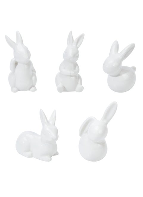 5pcs Ceramic Bunny, Rabbit Ceramic Figurine Decoration for Modern Art Home, Weddings Crafts Gifts