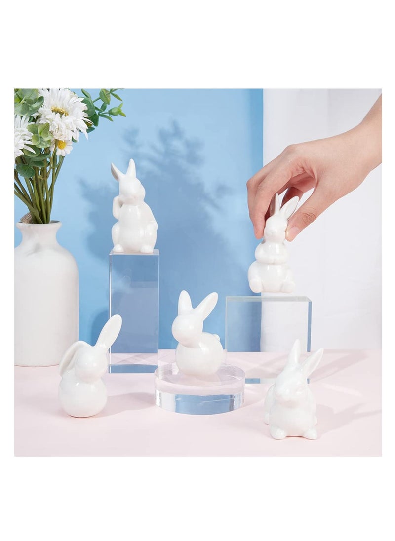 5pcs Ceramic Bunny, Rabbit Ceramic Figurine Decoration for Modern Art Home, Weddings Crafts Gifts