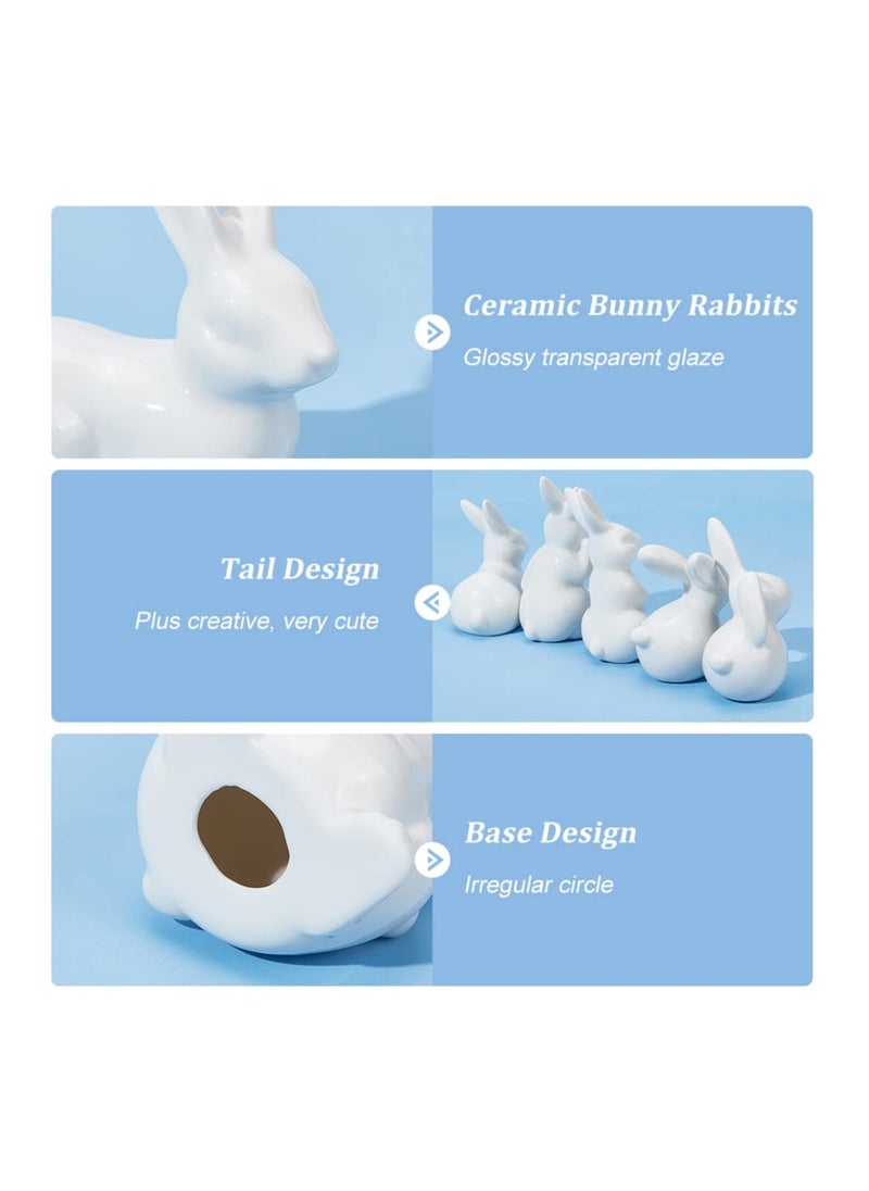 5pcs Ceramic Bunny, Rabbit Ceramic Figurine Decoration for Modern Art Home, Weddings Crafts Gifts