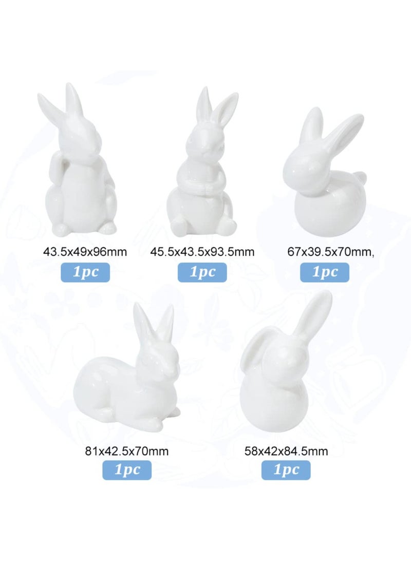 5pcs Ceramic Bunny, Rabbit Ceramic Figurine Decoration for Modern Art Home, Weddings Crafts Gifts