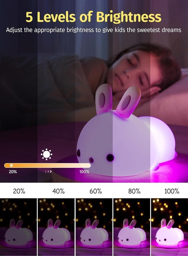 Wosta Kids Panda Night Light - Silicone Nursery Lamp for Baby and Toddler, Animal Lamp for Boys and Girls, Squishy Bedroom Light, Cute Sleep Rabbit for Kids Room - Image 3